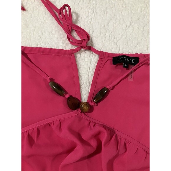 1.STATE Pink Halter Brown Accented Sleeveless Top size XL - Picture 4 of 13
